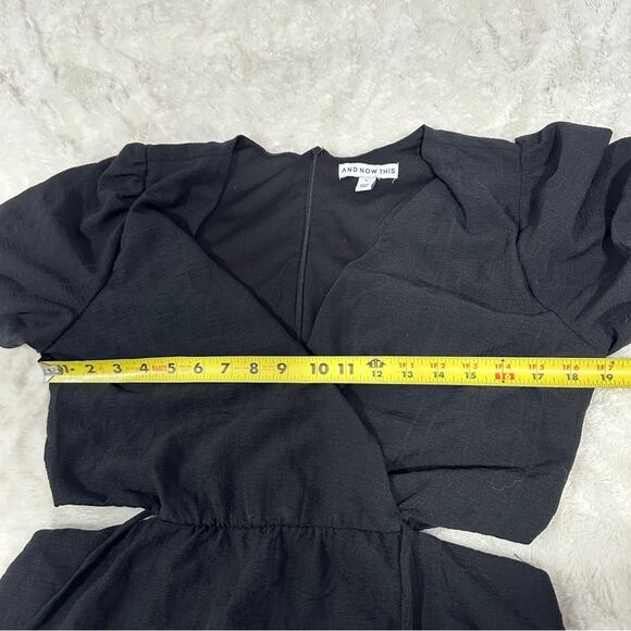 And Now This Size L Black Cut Out Elegant Textured Midi Dress Date Night Neutral - Picture 8 of 11